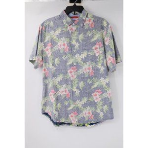 Tommy Bahama camp Shirt Men's M Cotton Tencel Floral seerecuker Reverse Print
